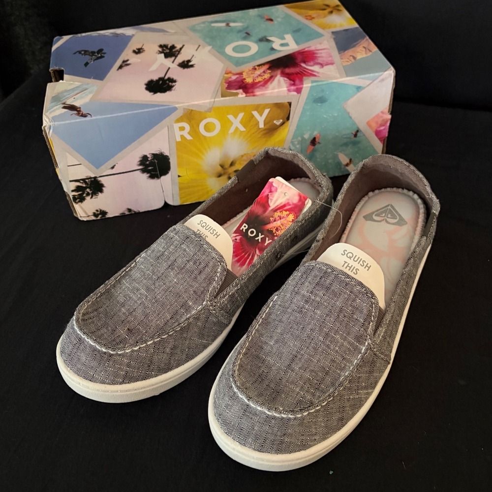 Roxy Minnow VII Grey Slip On Sneakers Womens 10 Casual Loafers